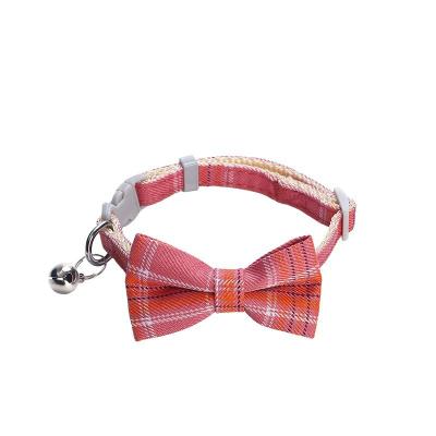 China New China Factory Wholesale Lattice Bowknot Small Stocked Adjustable Colored Bell Pet Collar for sale