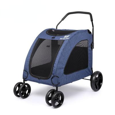 China Small Animals Wholesale High Quality Portable Folding Large Dog Carriage Cart Outdoor Foldable Pet Cart Pet Carrier For Medium Large Dogs for sale