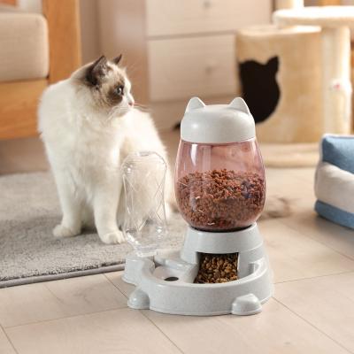 China Amazon Automatic Hot Dog And Cat Do Not Mouth Wet Automatic Water Dispenser Bottle Pets Water And Food Bowl Set Double Dog Cat Bowls for sale