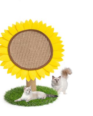 China Viable Pet Supplies Sisal Sunflower Table Grinding Toy Round Scratching Board Cat Play Cat Climbing Frame Interactive for sale