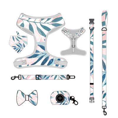 China Custom Luxury Personalized High Quality Collar Leash Bow Tie Designer Dog Harness Set for sale