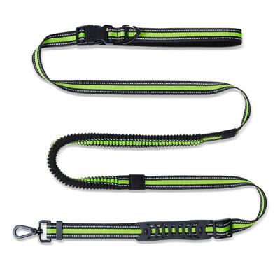 China Custom Adjustable Reflective Bungee Hands Free Dog Goods Strap Elastic Nylon Dog Leash Waist Bag For Running With Pet for sale