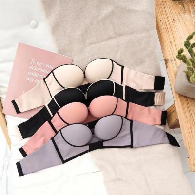 China New Style Breathable Front Lift Bra Women Wedding Half Part Invisible Strapless Cup Gather Seamless Lift Up Strapless Backless Bra for sale