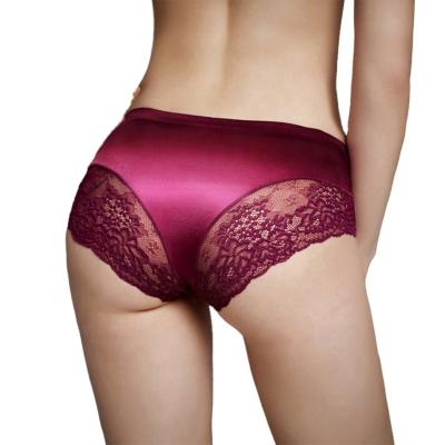 China Hot Selling Wholesale Antibacterial Satin Silk Women Briefs Ladies Ice Lace Silk Seamless Underwear for sale