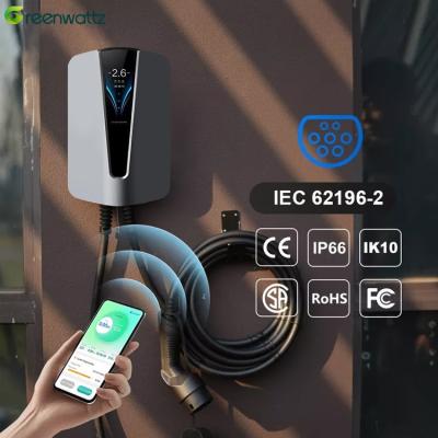 China AC Home Charging GREENWATTZ Type 2 Plug 1 Phase 3 Phase 7.4Kw 22Kw AC Wallbox EV Charger Charging Station with WiFi for sale