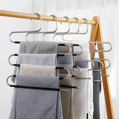 China Luxury Multifunctional S Type Stainless Steel Trouser Scarf Tie Hanger Morden 5 Shape Rack Layers for sale