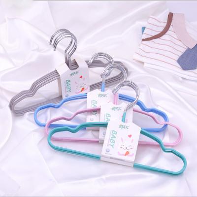 China With PVC coating high quality non-slip PVC coated chrome metal hanger for baby kids drying clothes hanger for sale