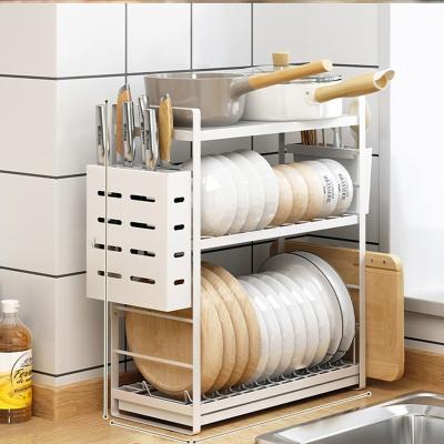 China Traditional Kitchen Rack Household Bowl Dish Knife Rack Draining Modern Tableware Storage Box Black Stainless Steel Dish Drying Rack for sale