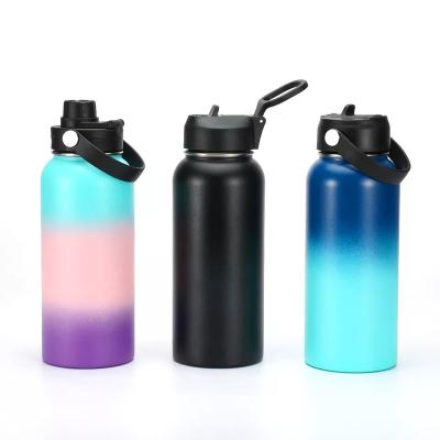 China PORTABLE Outdoor Large Capacity Gradient Color Stainless Steel Wide Mouth Thermos Bottle for sale