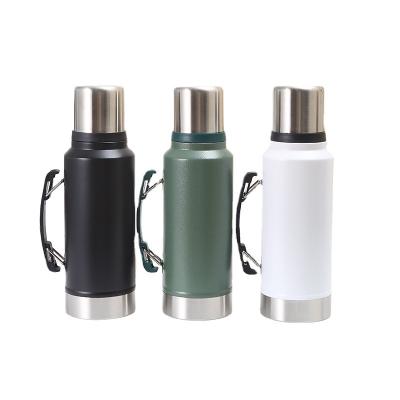 China Sustainable high quality stainless steel 1000ml/1200ml/1400ml vacuum insulated sports water bottles for camping with handle for sale