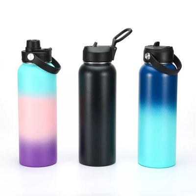 China PORTABLE Gradient Color Large Capacity Wide Mouth Stainless Steel Thermos Bottle for sale