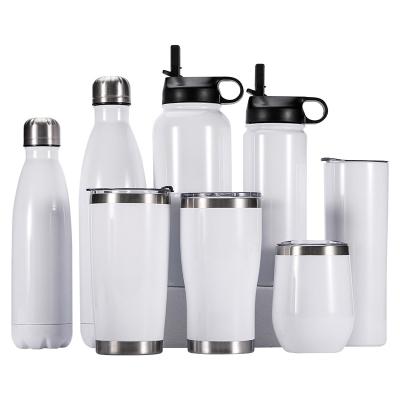 China 2022 new viable skinny white straight tumblers and trend 12oz/16oz/20oz/32ozoz sublimation stainless steel bottles for sale