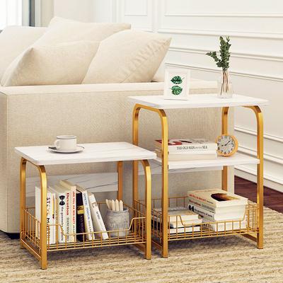 China Other Frame Modern Sofa End Table Golden Luxurious Metal Marbled Mesa Table Base Coffee End Table Shelf for sale