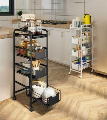 China Other estante de cocina kitchen storage rack basket storage push-pull rack. Multi-Layer Trolley Drawer for sale