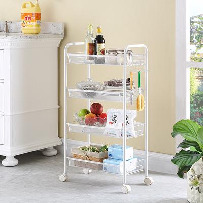 China Other Carretilla Chariot Metal Organizer 4-Tiers Movable Storage Rack Universal Bedroom Trolley Rack for sale