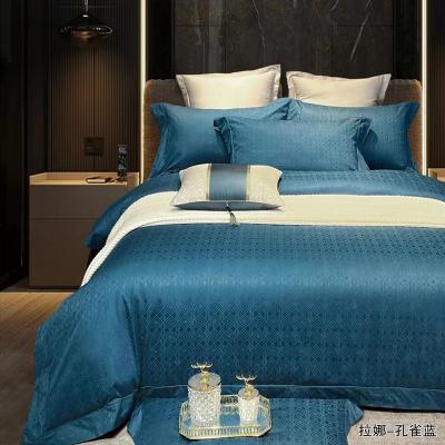 China Breathable Fabrics 100S Cotton Double Strand Dyeing High Grade Jacquard Fabric Home Textile Luxury Bedding Quilt Cover Pillowcase for sale