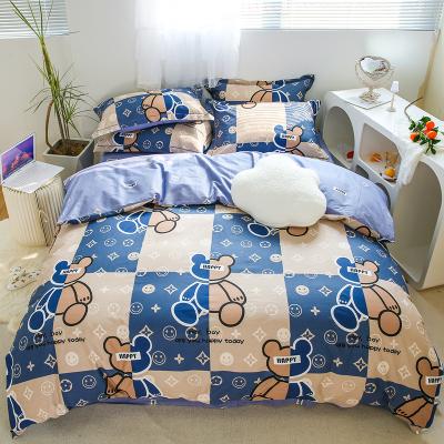 China Wholesale Breathable 100% Cotton Queen Size Sheet Comforter Cover Pillow Print Bedding Set For Home And Hotel for sale