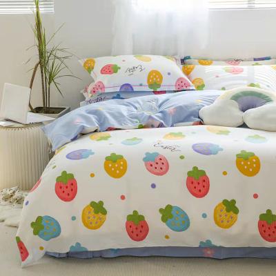 China 100% cotton breathable comforter cover, pillowcase, bed sheet set popular pattern China home textile manufacturer for sale