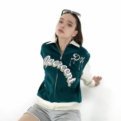 China Manufacturer High Quality Chenille QUICK DRY Embroidery Patches Baseball Logo Women Cropped Varsity Jacket Custom Made for sale