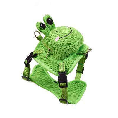 China Viable Nylon Dogs Harness With Storage Panniers Lead Pet Cartoon Backpack Harness for sale