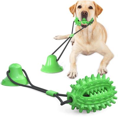 China Stocked TPR Rubber Dog Molar Cleaning Chew Toy Ball With Rope for sale