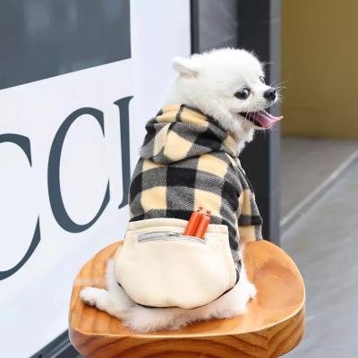 China Stocked All Seasons Dog Designer Fashionable Matching Pet and Human Clothes with Pocket Zipper Soft and Warm Plaid Hoodies Coat for sale