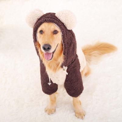 China Large Dog Clothing Stocked Ventilation Sweater Dog Clothes Pet Hoodie Winter Cotton-padded Warm Coat for sale