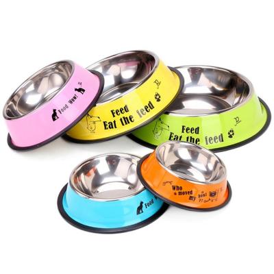 China Small Medium Large Sustainable Pet Feeder Bowl Stainless Steel Dog Food Bowl With Rubber Base for sale