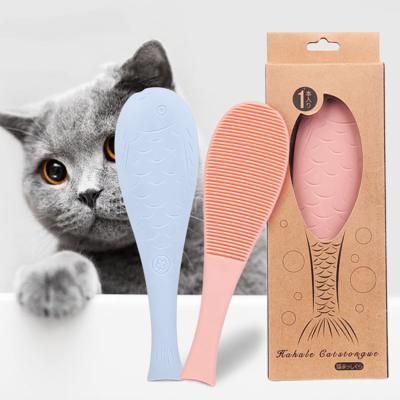 China Durable ABS Material Cute Cat Daily Care Tools Pet Design Cat Grooming Brush Amazone Cat Tongue Comb for sale