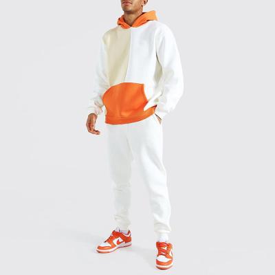 China Breathable Streetwear Tracksuits 2 Piece Color Combination No Drawstring Hoodie Back Patch Pocket Pants Sweatsuit for sale