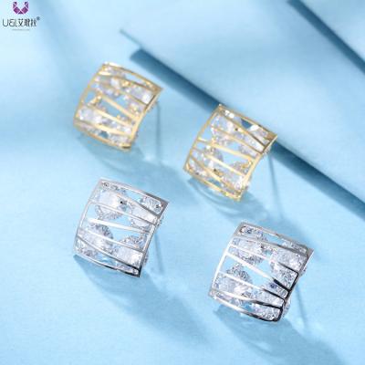 China AIDAILA Plated Unfading Charm Bling Ear Piercing Earrings Stud Elegant Square Zircon Stud Earrings Jewelry for sale