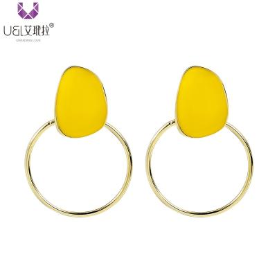 China AIDAILA Environmentally Friendly Custom Jewelry Enamel Simple Design Round Shaped Circle Earrings Women for sale