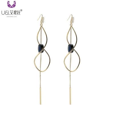 China AIDAILA Plated Unfading Shape Jewelry 2019 Metal Twisty Zircon Edges Acrylic Tassel Earrings Edges for sale