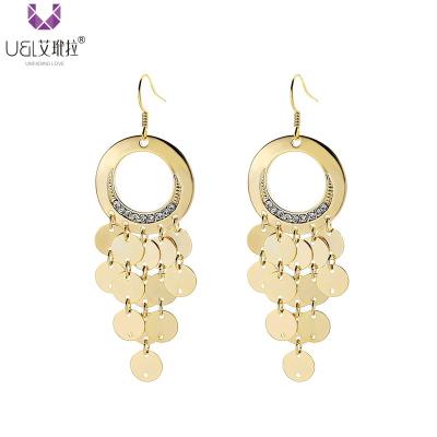 China AIDAILA Eco-Friendly Women Fashion Rhinestone Statement Earrings Around Circle Tassel Drop Retro Style Earrings for sale