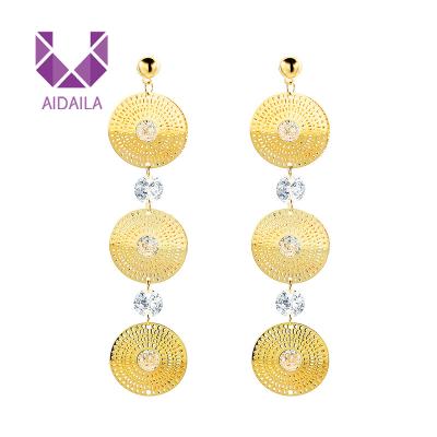 China High Quality Saudi Arabian Statement Jewelry AIDAILA Charm Zircon Unfading Plated Hanging Earrings for sale