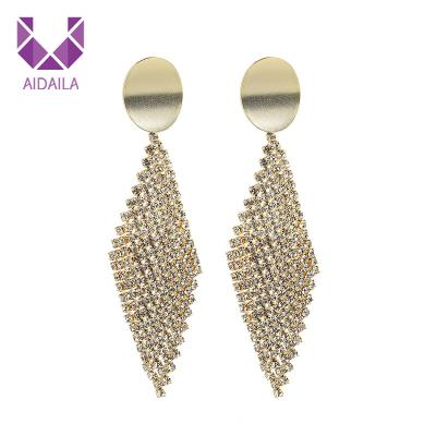 China AIDAILA Women Jewelry Party Fashion 18K Environmental Friendly Gold Plated Pave Diamond Pendant Earrings for sale