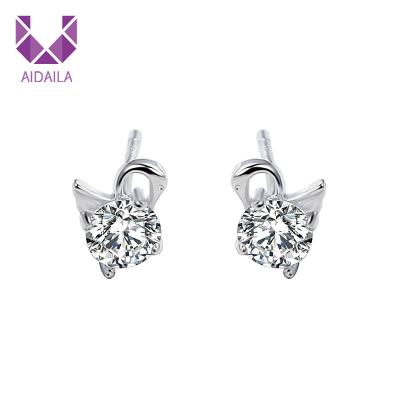 China AIDAILA Environmental Friendly Stylish Bulk Swan 925 Silver CZ Wholesale Stud Earrings for sale