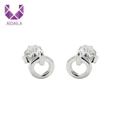 China AIDAILA Simple Design Unfading Plated Circle Shape 925 Sterling Silver Stud Earrings for sale