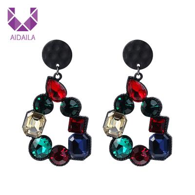 China AIDAILA Latest Design Drop Earrings Unfading Plated Stones Multi Colored Circle Earrings Party Earrings for sale