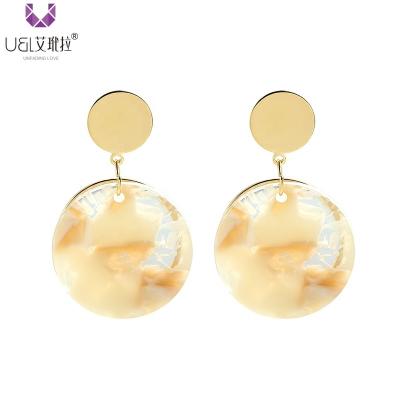 China AIDAILA Fashionable Women's Round Turtle Resin Acetate Earrings Unfading Plated Medical Steel Shell Earrings Bohemian Earrings With Needle for sale