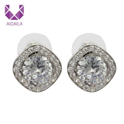 China Luxury Cubic Zirconia Unfading Diamond Studs Earring from AIDAILA 925 Sterling Silver White Gold Pave for sale