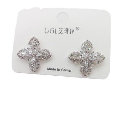 China FASHIONABLE UNFADING LOVE earrings S925 creative silver needle micro-inlaid zircon flower earrings 18K plating earrings for sale