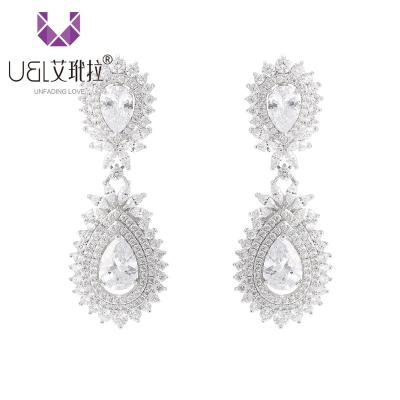 China Long Charm Silver Needle UNFADING Environmental Friendly Earrings 925 Shiny 18K Zircon Drop Shape Electroplating Jewelry for sale