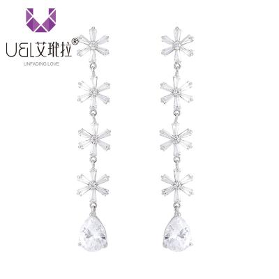 China Long Charm Silver Needle UNFADING Environmentally Friendly Earrings 925 LOVE Shiny Zircon 18K Plating Gorgeous Jewelry for sale