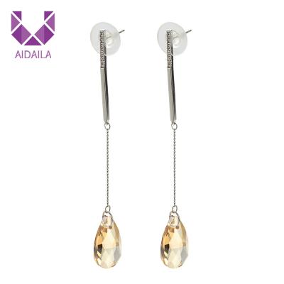 China Fashionable Women Environmental Friendly Jewelry AIDAILA Long Drop Crystal Chandelier Earrings for sale