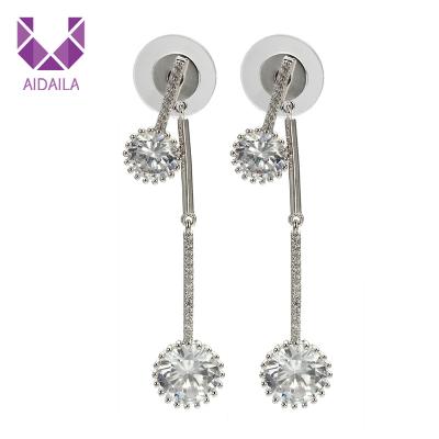 China AIDAILA High Grade Environmental Friendly Wedding Party AA Zirconia Double Side Drop Earrings for sale