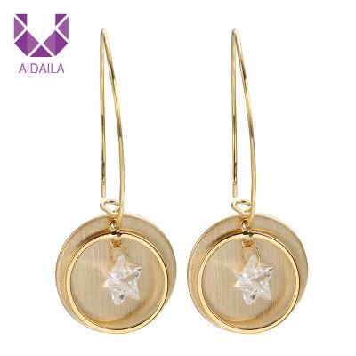 China AIDAILA Gold Jewelry Unfading Plated Ladies Ornament Star Shaped Zirconia Metal Hook Dangle Earrings for sale