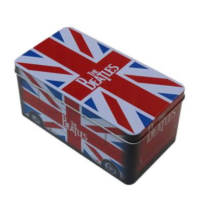 China Popular Small Size Iron Rectangular Box Metal Fashion Style Clothing Packaging Box British Food Grade Packaging Container for sale