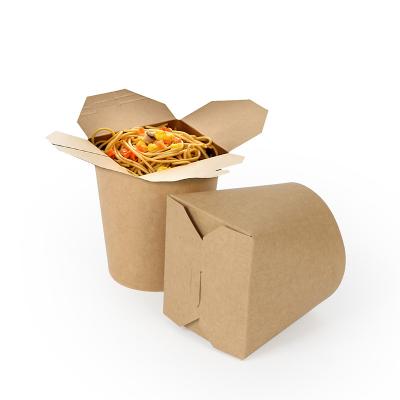 China Disposable Food Packaging Lunch Box Foir Take Away Plain Round Base Paper Kraft Noodle Box Wrapping Paper for sale