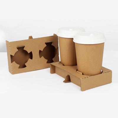 China Disposable Corrugated Box Coffee Beverage 2 4 Cup Holder Tray Cup Holder Paper Cup Holder for sale